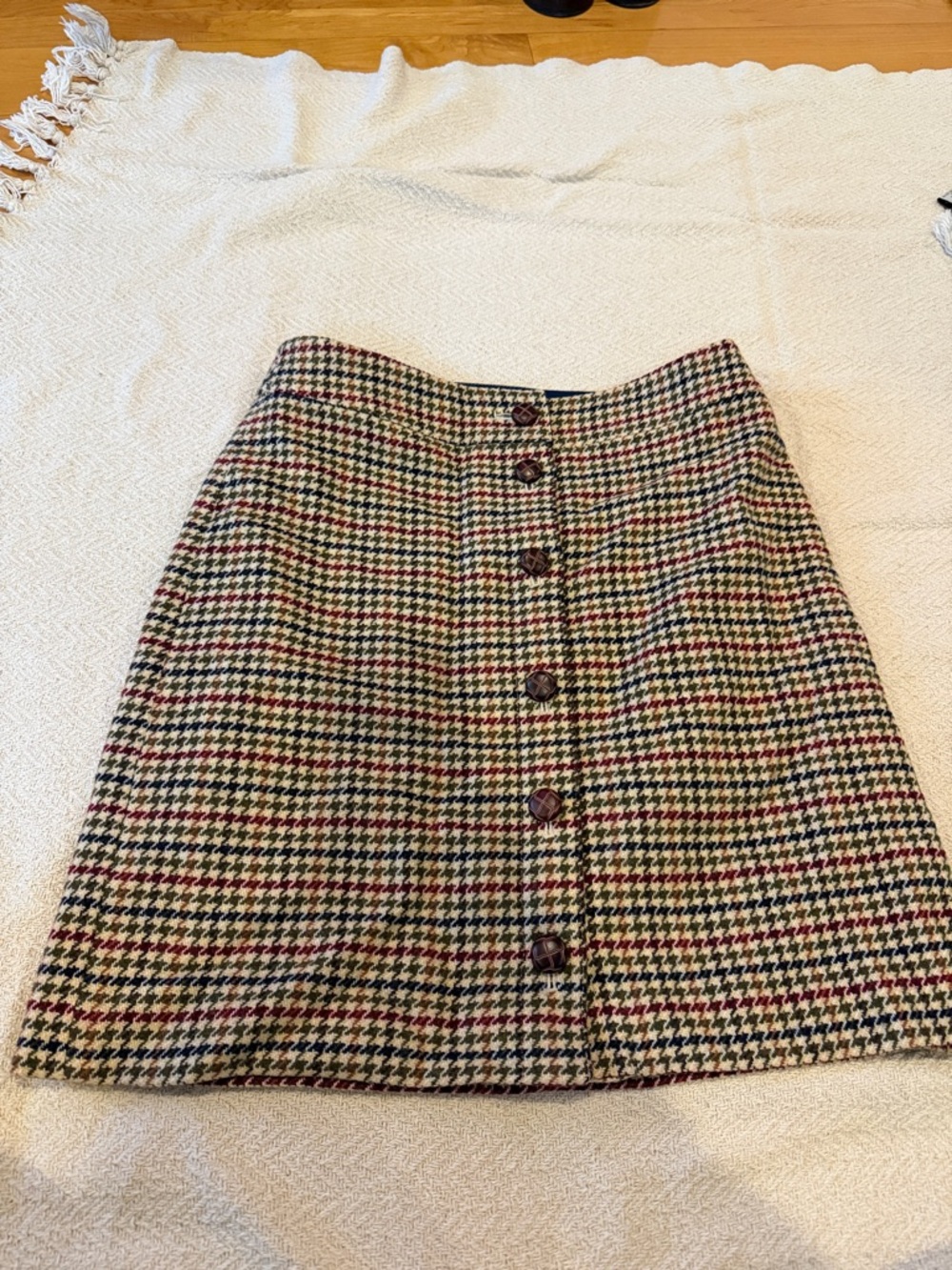 Talbots Multicolor Houndstooth Button-Front A-Line Skirt